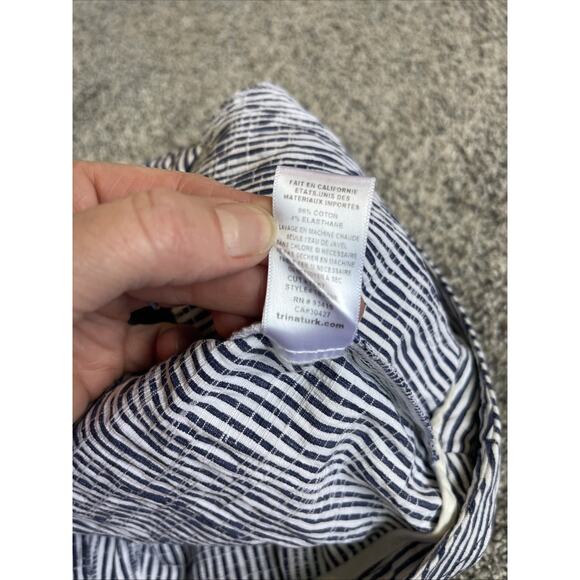 Trina Turk Rockin Ruffle Blue White Striped Shorts Size 2 Side Zip 4” Inseam - Picture 10 of 10